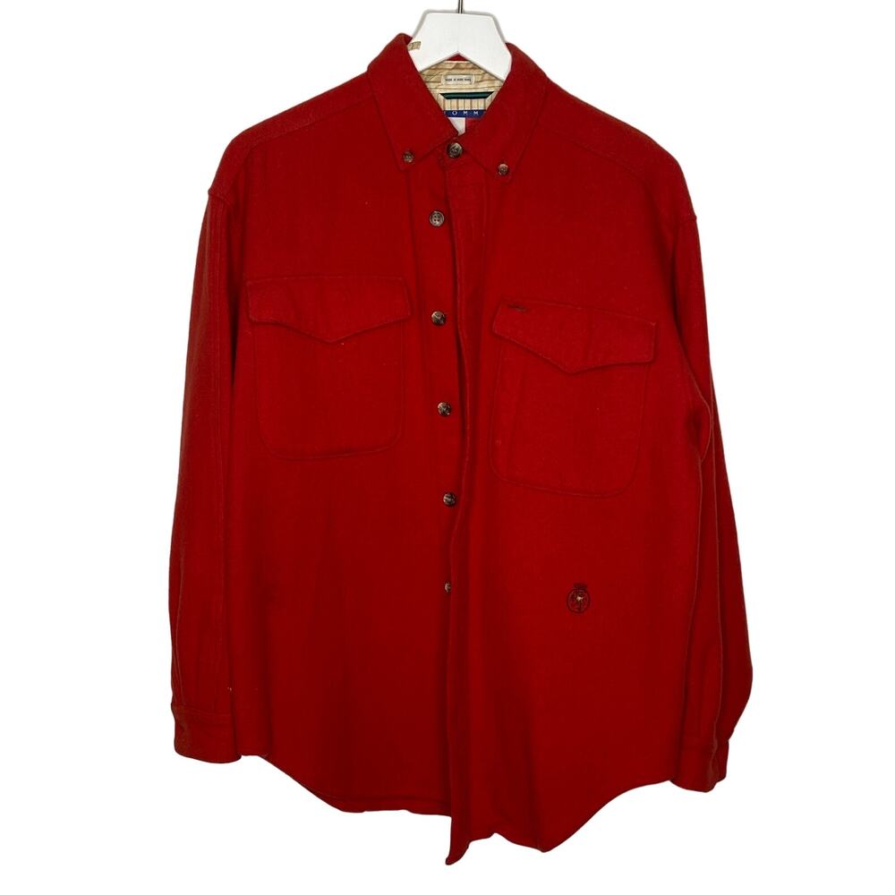 Vintage Tommy Hilfiger Red Wool Blend Shirt Jacket - Men's Size M